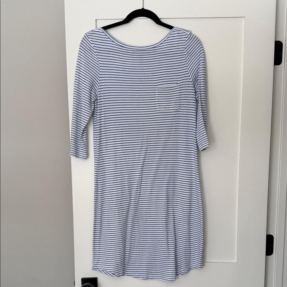 GAP Navy and White Striped Long Sleeve Dress